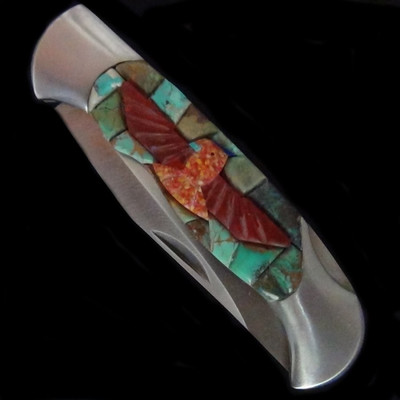 Coltello tascabile, coltello pieghevole mosaico turchese e Thunderbird