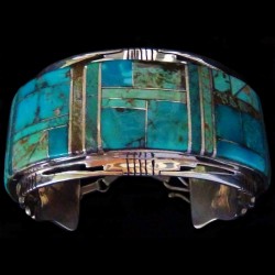 Bracciale Channel Inlay Navajo in Argento 925 a Scelta Colore Da Uomo