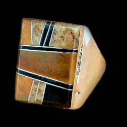 Braun & Schwarz Jaspis, Tigerauge Navajo Indianerring Für Herren