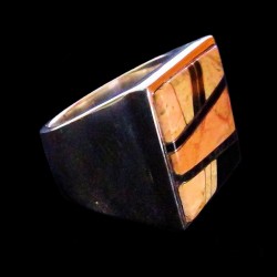 Braun & Schwarz Jaspis, Tigerauge Navajo Indianerring Für Herren