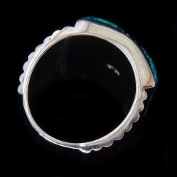 Anillo Navajo Patrón Ópalo Azul Turquesa y Nácar
