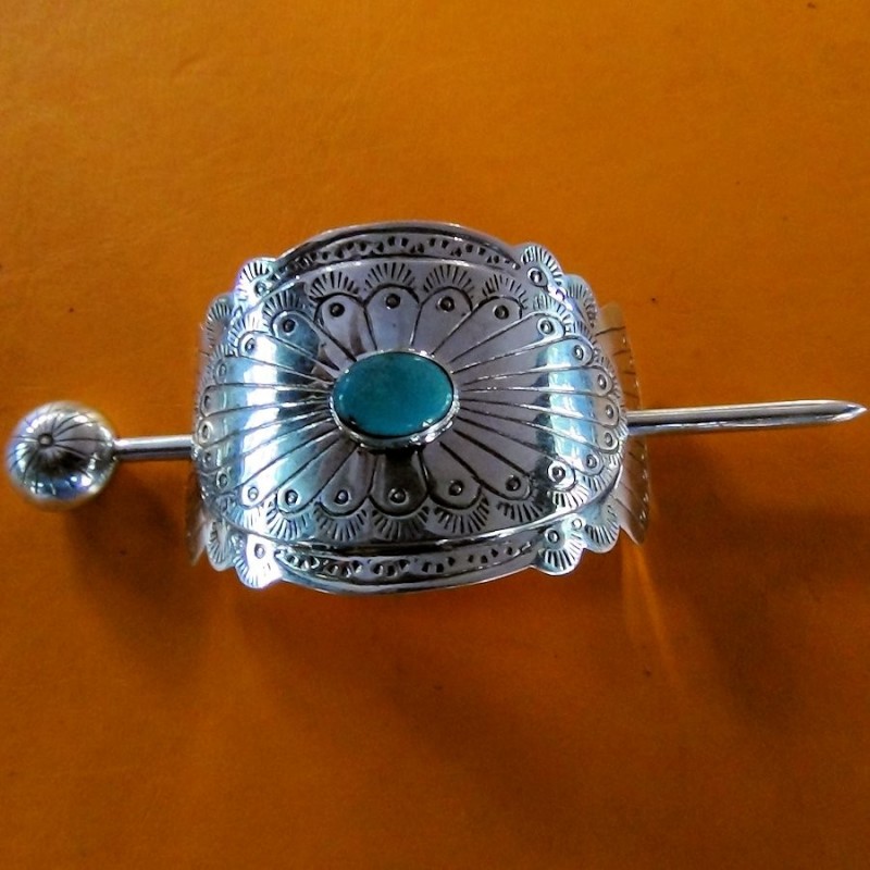 Fermaglio per capelli Navajo Old Pawn in argento