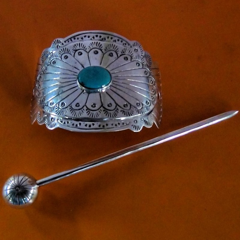 Barette à Cheveux Navajo Old Pawn en Argent