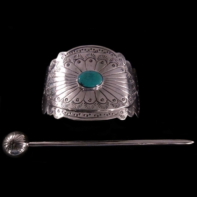 Old Pawn Navajo Haarspange Aus Silber 925
