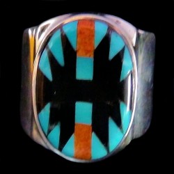 Bague Amerindienne Argent Symbole Navajo pour Homme & Pour Femme Turquoise