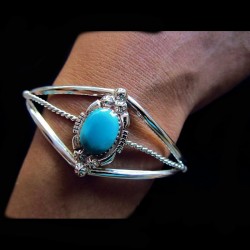 Bracelet Zuni Femme en Argent 925 Cabochon Sleeping Beauty