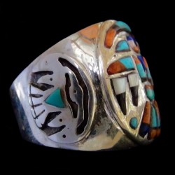 Bague Chevalière Tunderbird Overlay en Argent 925 Pour Homme