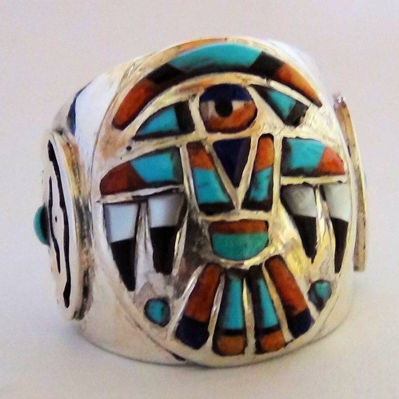 Bague Chevalière Tunderbird Overlay en Argent 925 Pour Homme