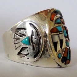 Anillo de sello superpuesto Tunderbird en plata 925 para hombre