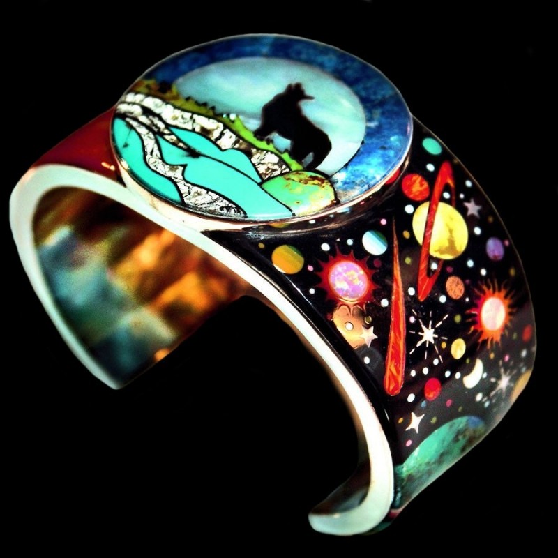 Bracciale Lupo e Cosmo in Argento 925 e Pietre Semipreziose