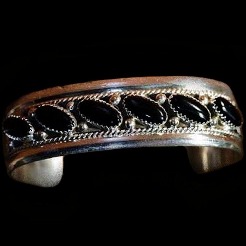 Bracciale Navajo 7 cabochon ovali, scelta di colori