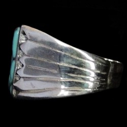 Rectangular Overlay Sterlingsilver Ring For Man