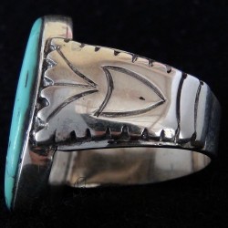 Anello Ovale Navajo Per Uomo Turchese Corallo Taglia