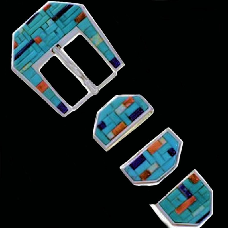 Boucle de Ceinture Ranger Cobblestone Turquoise, en Argent 925