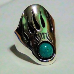 Bague Amerindienne Argent Patte d'Ours et Pierre Couleur au Choix