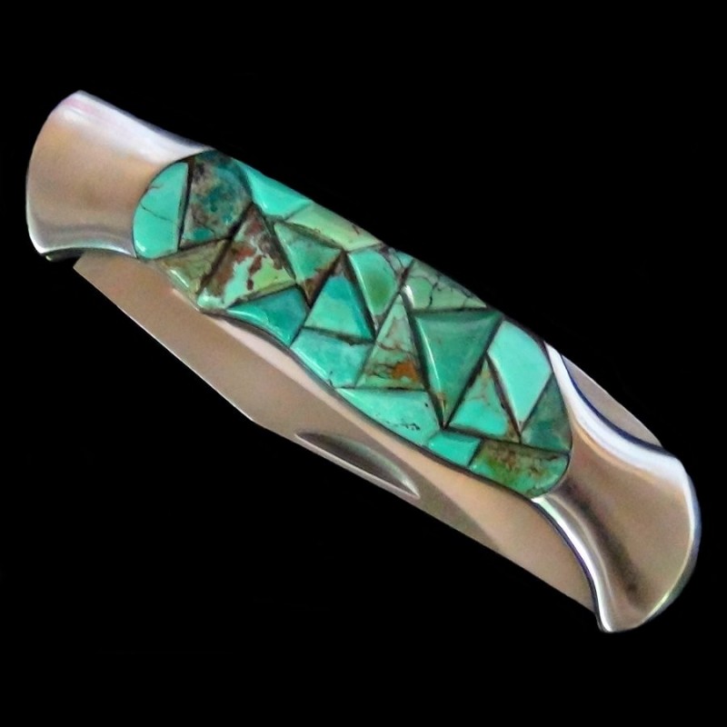 Turquoise Overlay Folding Knife