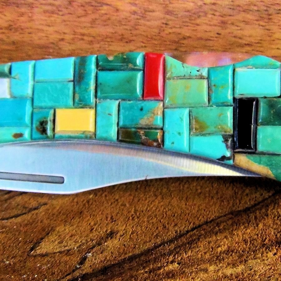 Couteau Pliant Overlay Rectangle Turquoise Mod.1