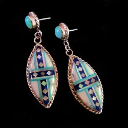 Paire de Boucles d'Oreilles Argent Losange White Buffalo Stone