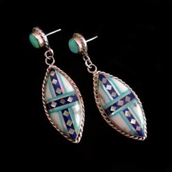 Paire de Boucles d'Oreilles Argent Losange White Buffalo Stone