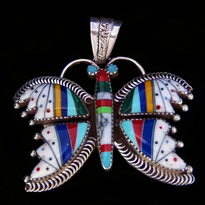 Butterfly Sterlingsilver Pendant with Semi Precious Stones