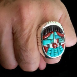 Navajo Thunderbird Overlay Sterling Silver, For Men