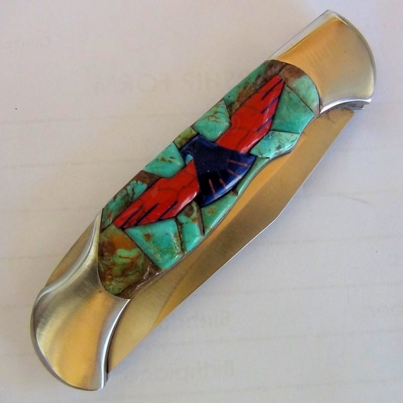 Cuchillo Plegable Thunderbird Fondo Turquesa