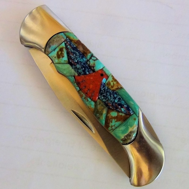 Cuchillo Plegable Thunderbird Fondo Turquesa