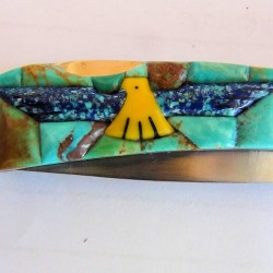 Thunderbird on Turquoise Background Folding Knife