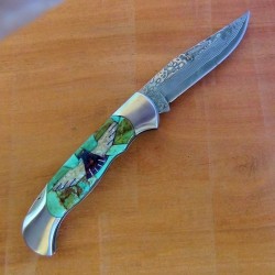Türkisfarbener Hintergrund Thunderbird Klappmesser