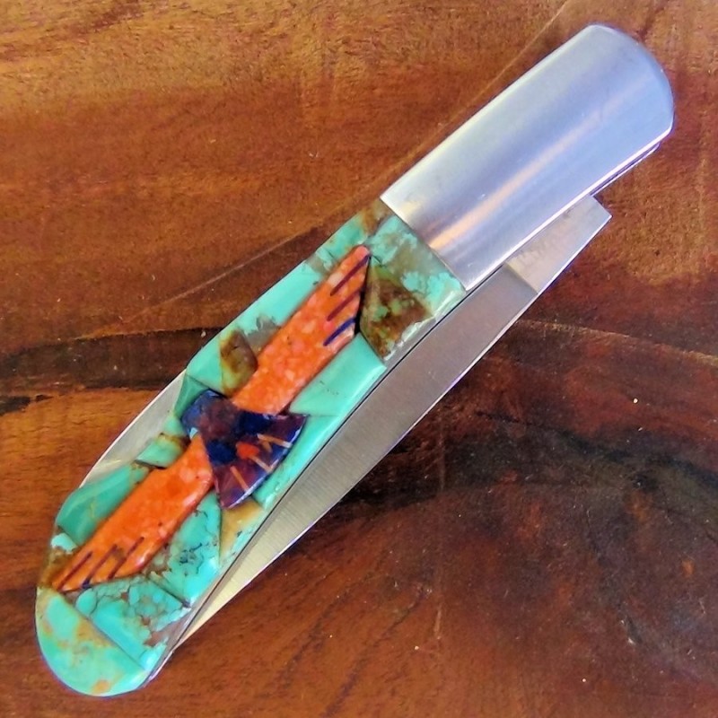 Couteau Pliant Thunderbird Fond Turquoise