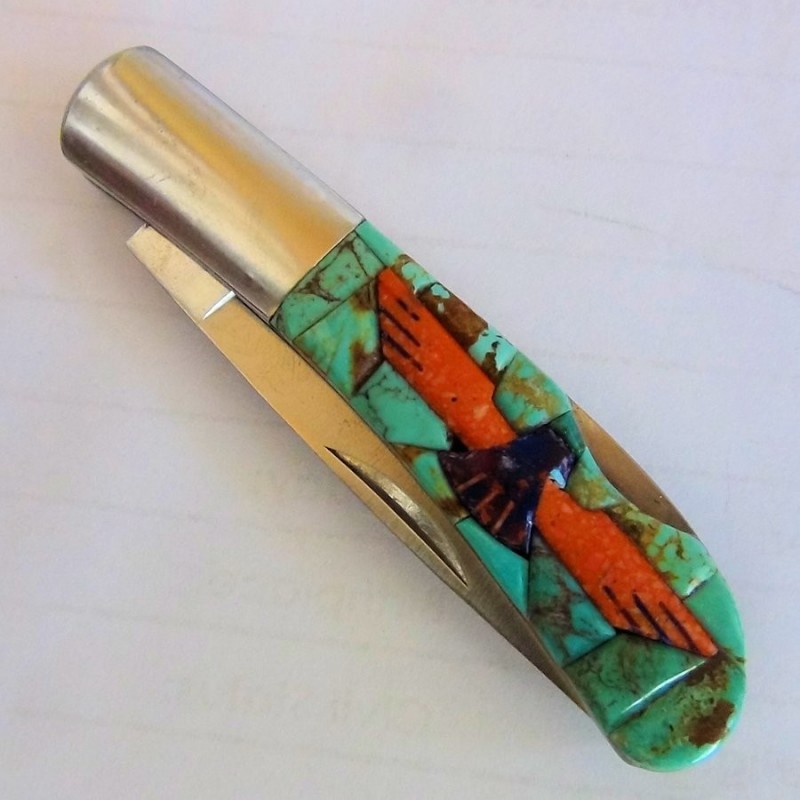 Cuchillo Plegable Thunderbird Fondo Turquesa