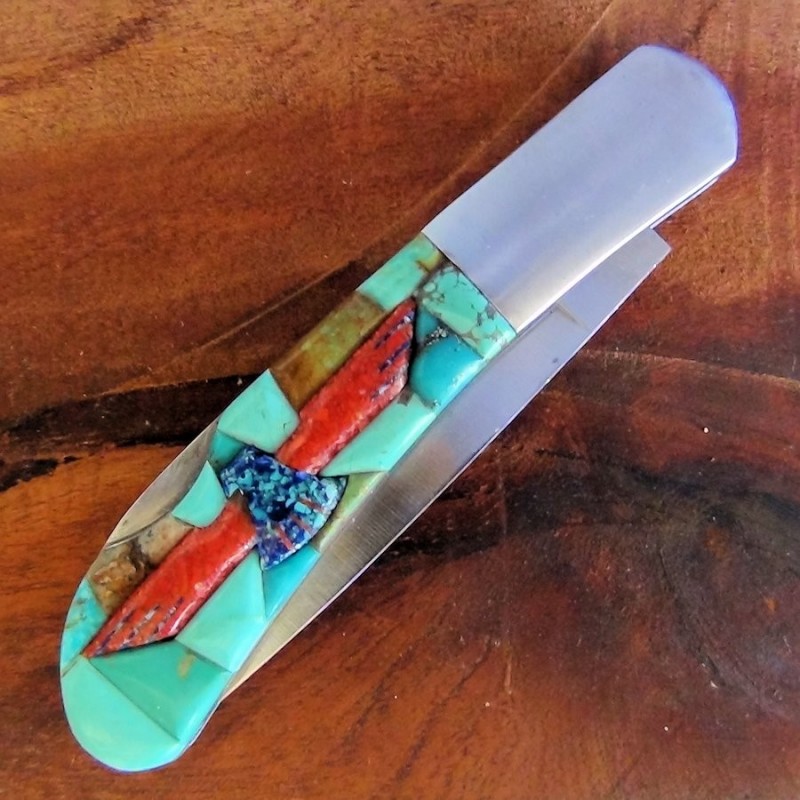 Cuchillo Plegable Thunderbird Fondo Turquesa