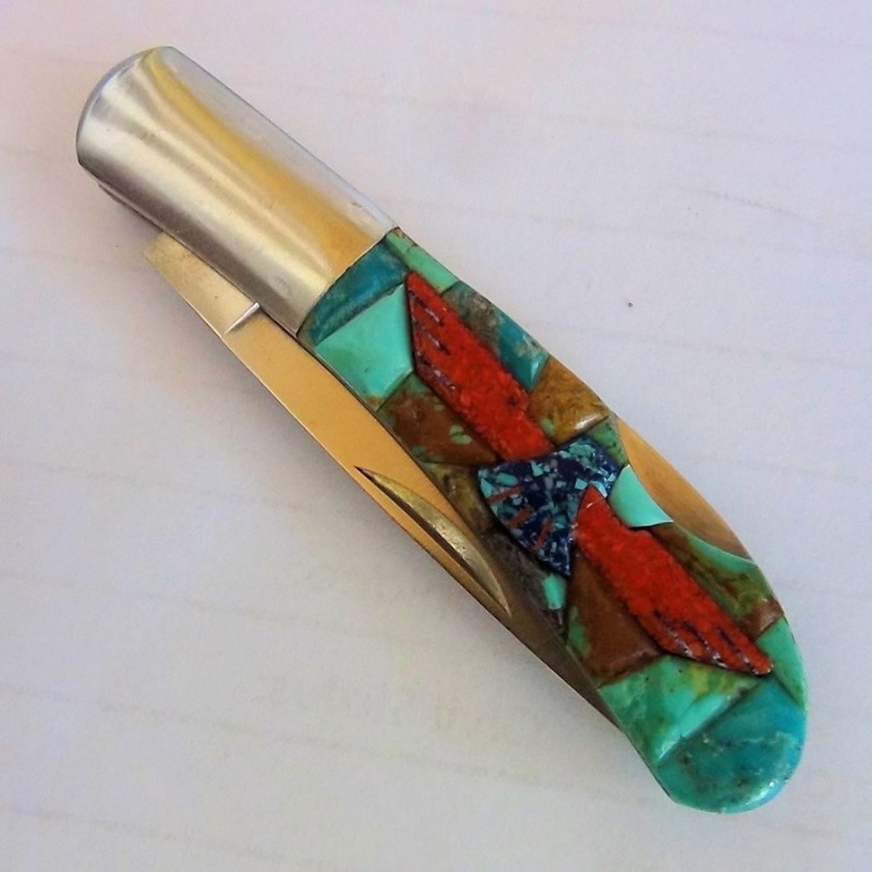 Cuchillo Plegable Thunderbird Fondo Turquesa