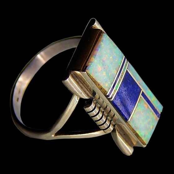 Zilveren Navajo-ring, Lapis Lazuli, Opal