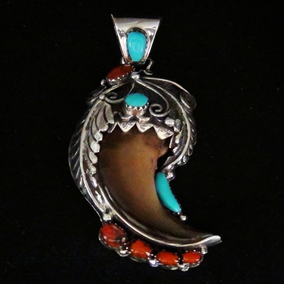 Silver Bear Claw Pendant,...