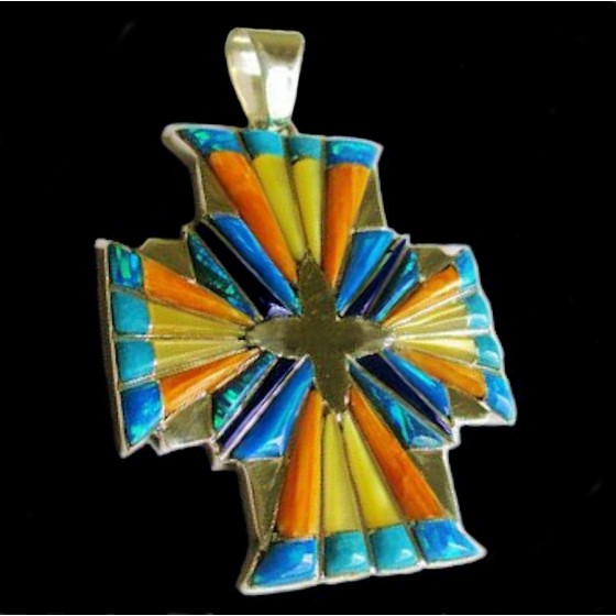 Navajo-Overlay-Kreuz-Anhänger