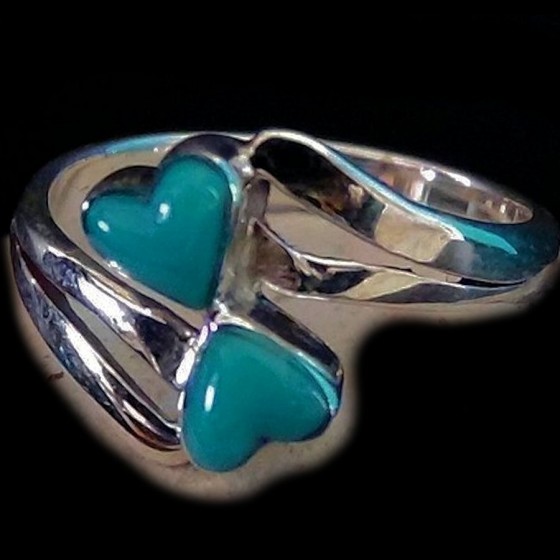 Ring met 2 hartjes,...