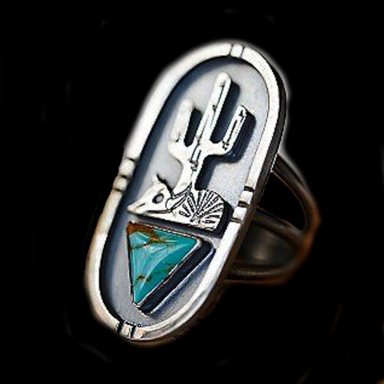 Navajo-Kaktus und Pfeilspitzen-Ring Türkis