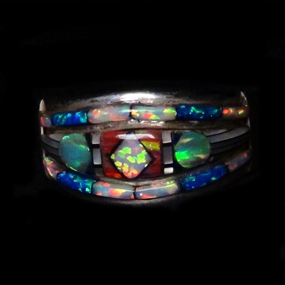 Bague Opales Multicolores,...