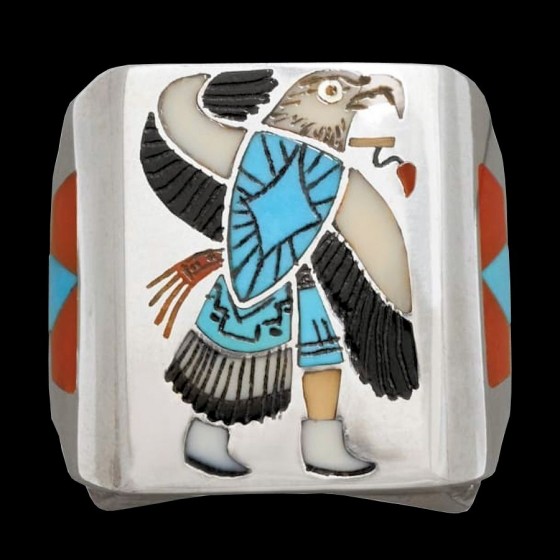 Anello Zuni dei nativi americani, ballerino dell'aquila