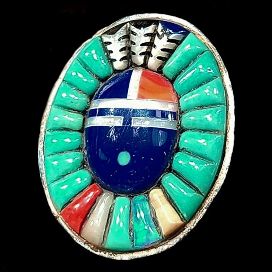Zuni Overlay Zonnegod Ovale Ring