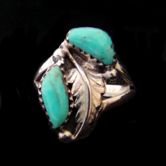 Feather and Turquoise Ring,...