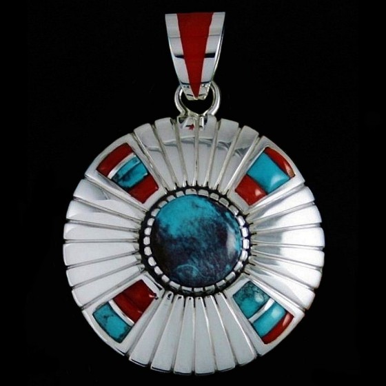 Zuni Sun Pendant, Turquoise...
