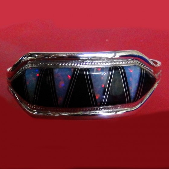 Pulsera Triángulos Negros y Ópalo Azul, para Hombre y para Mujer