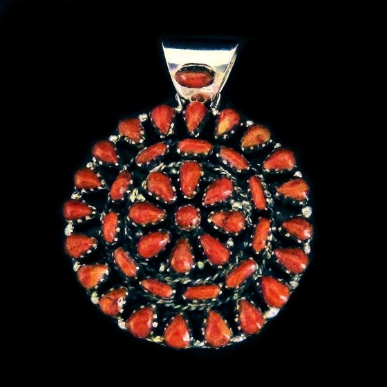 Indian Zuni Pendant with Semi Precious Stones