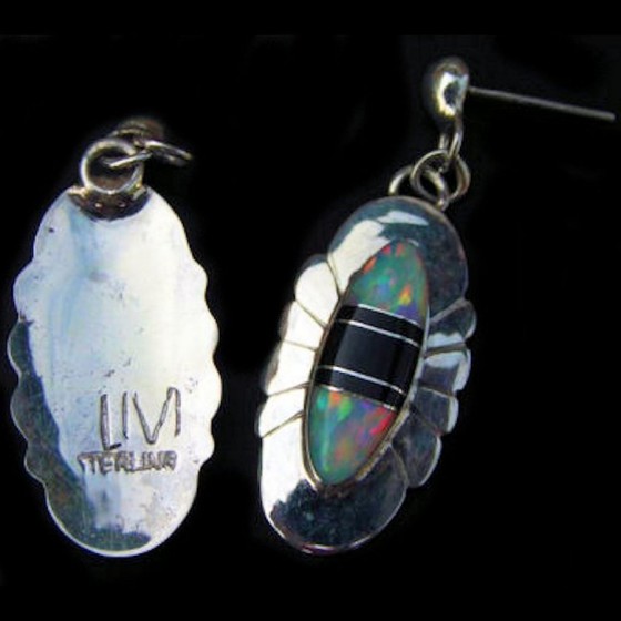 Black Jasp and Opal Color Choice Sterlingsilver Earrings