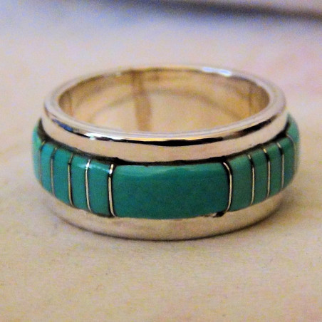 Bague améthyste & argent 925, anneau large - Création française