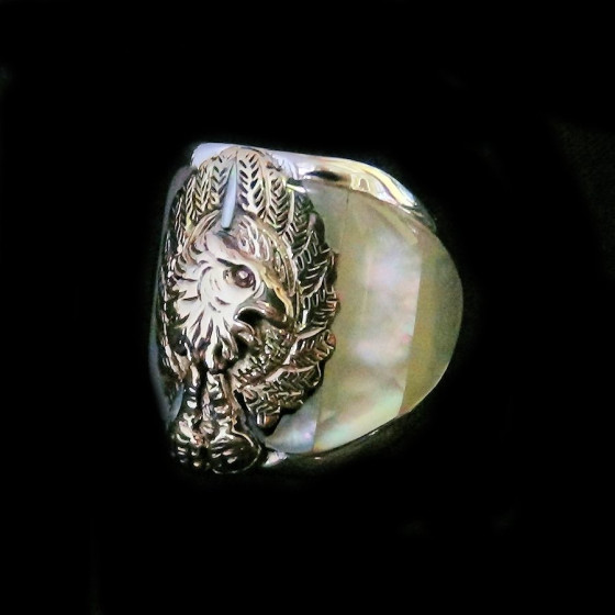 Silver Eagle Harley Biker Sterlingsilver Ring,Color Choice