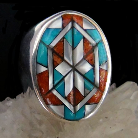 Bague Ovale Zuni en Argent 925, Flocon de Neige