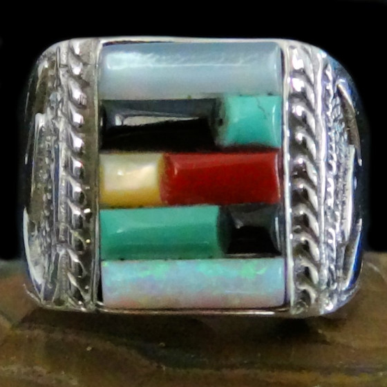 Zuni Multicolor Cobblestone Signet Ring